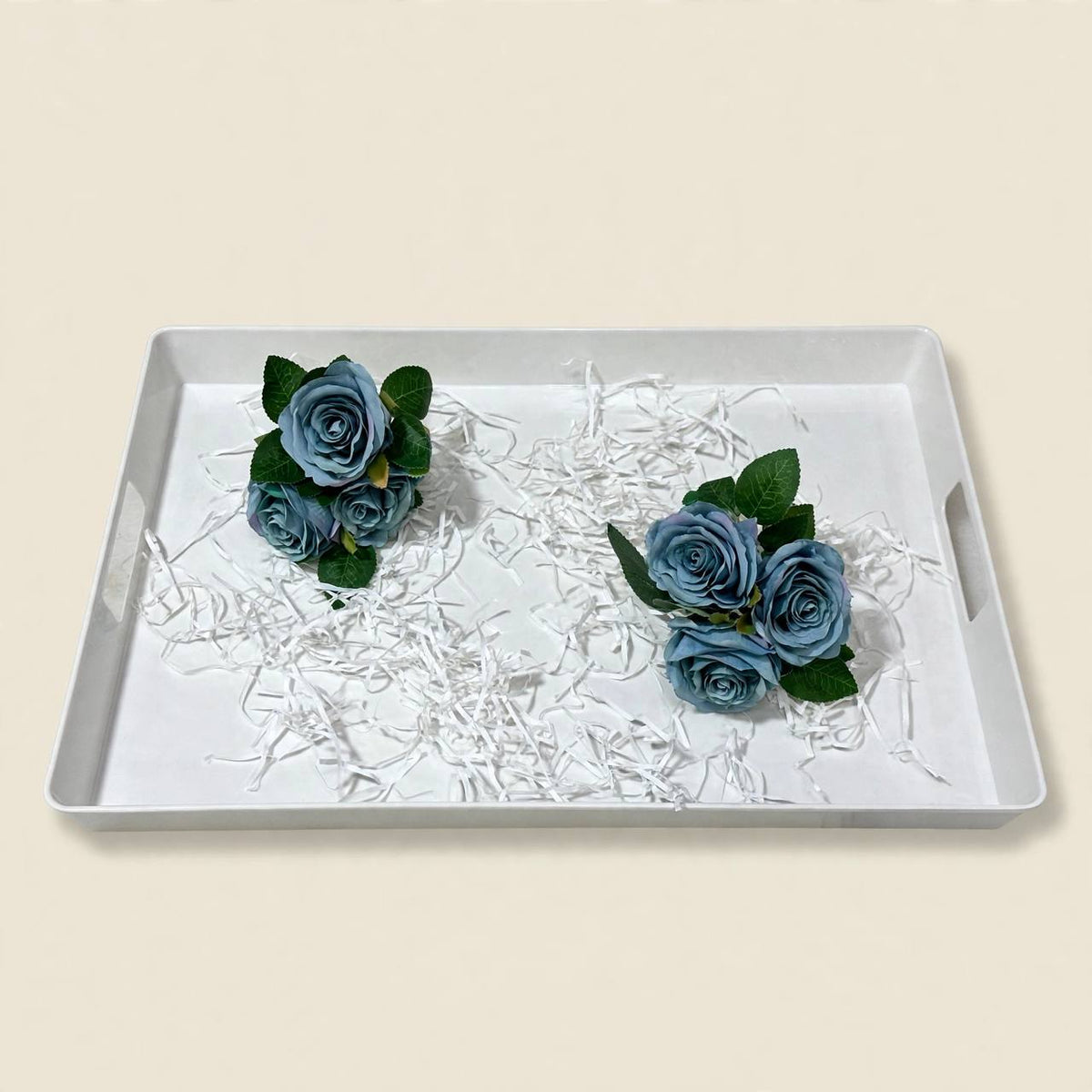Fluted Cream & Floral Tea & Coffee Hospitality Set with Arched Cup Stand, Sugar Pot & Serving Tray