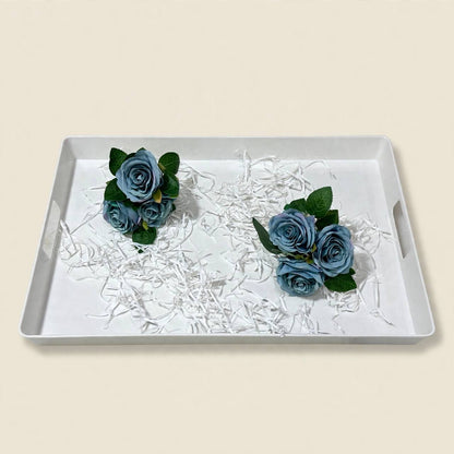 Fluted Cream & Floral Tea & Coffee Hospitality Set with Arched Cup Stand, Sugar Pot & Serving Tray