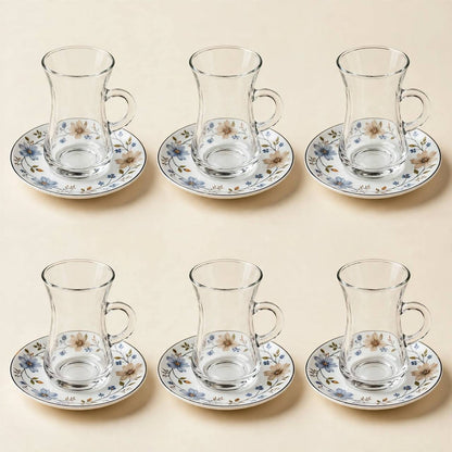 Fluted Cream & Floral Tea & Coffee Hospitality Set with Arched Cup Stand, Sugar Pot & Serving Tray