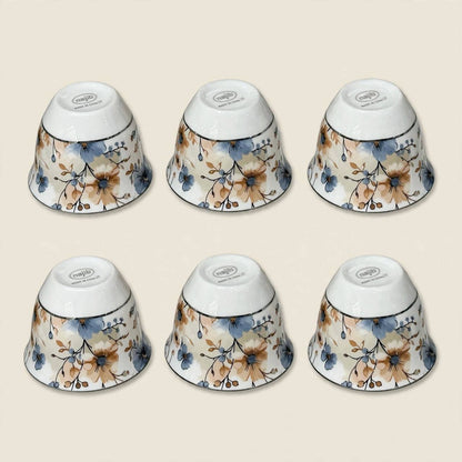 Fluted Cream & Floral Tea & Coffee Hospitality Set with Arched Cup Stand, Sugar Pot & Serving Tray